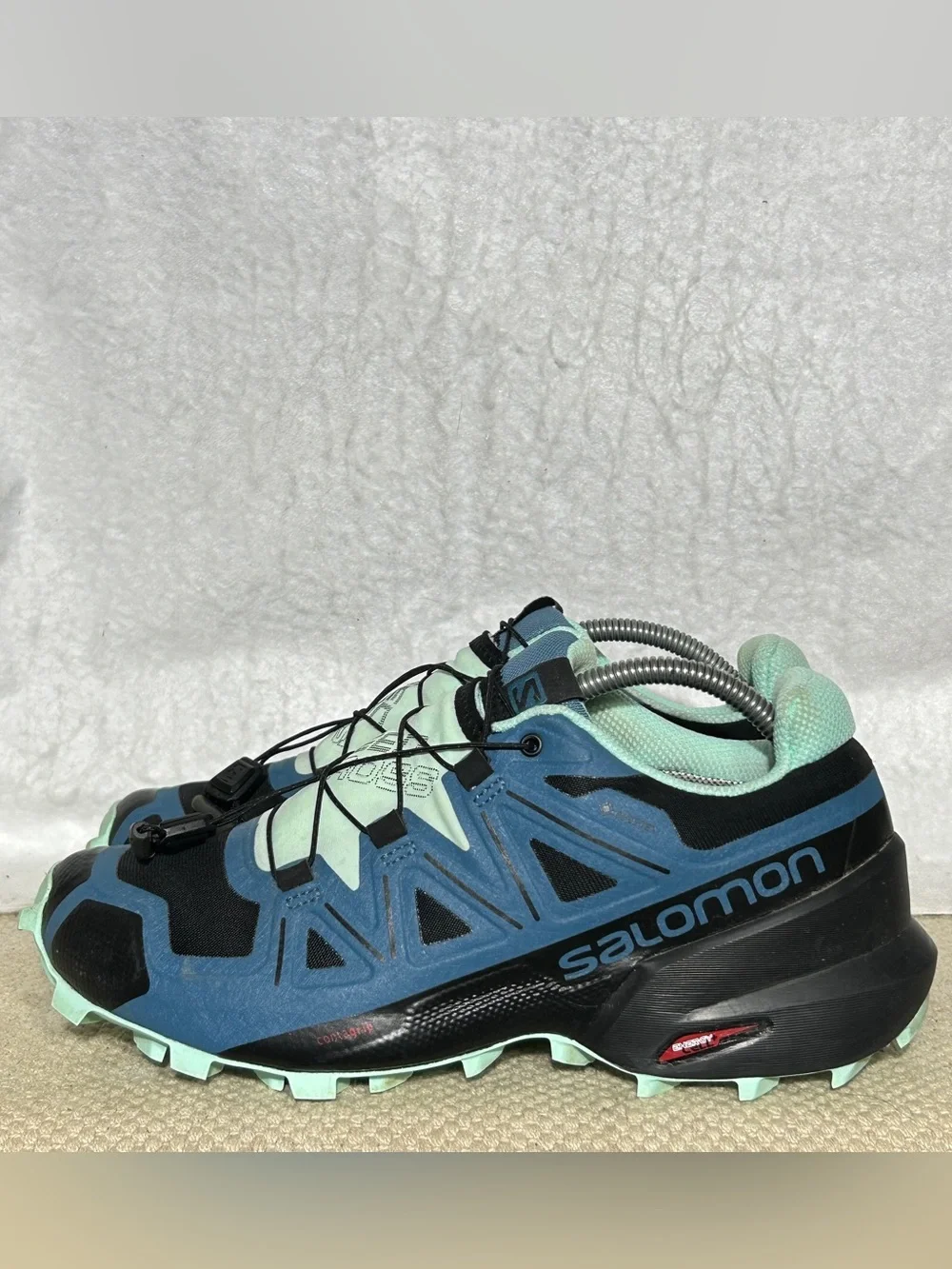 Salomon Womens Blue Speedcross 5 GTX Gortex Trail Running Sneakers Shoes SZ 7.5